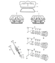 Zylinderkopf / Zylinder mit Kolben (Modell: 1100 1300 1300 S 1300 A 1500 1500 S) 356, 356A 1950-1959