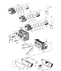 Zylinderkopf / Zylinder mit Kolben (Modell: 1300, 1300 S, 1500, 1500 S, 1600, 1600 S) 356, 356A 1950-1959