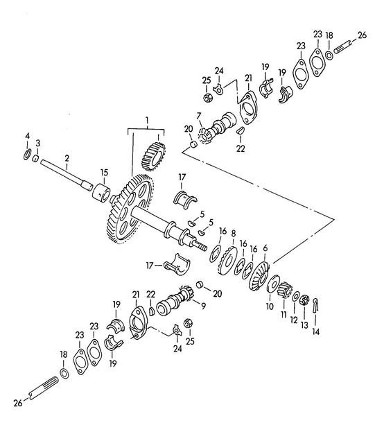 Mecanismo de accionamiento para control de válvulas / M 90 501 >> 91 000 (Modelo: CARRERA 1500 GS/GT) 356, 356A 1950-1959
