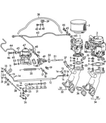 Carburateur / SOLEX 32PBJ / SOLEX 40PJCB / En brandstoftoevoerleiding 356A 1955-1959