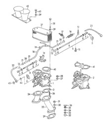 Vergaser SOLEX 40 P II-4/WEBER / Und Kraftstoffleitung (Modell: CARRERA, 1600 GS/GT) 356, 356A 1950-1959