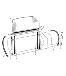 Türfensterglas (Modell: CABRIO) 356 / 356A 1950-1959