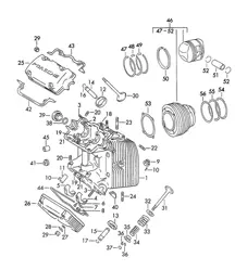 Testata cilindro / Cilindro con pistone (Modello: CARRERA, 587/1/2) 356B / 356C 1960-1965