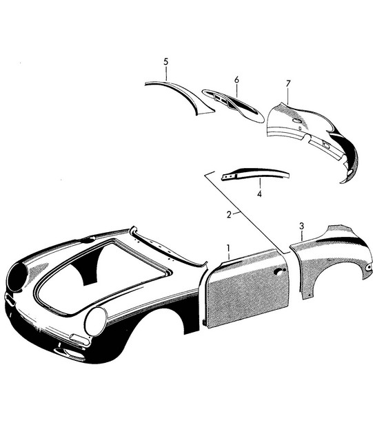Exterieurbekleding / Spatbord / Achterkant (Model: ROADSTER CABRIO HARDTOP CARRERA 2000 GT/GS) 356B / 356C 1960-1965