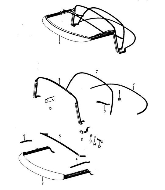 Cabrioletkapframe (Model: ROADSTER) 356B / 356C 1960-65