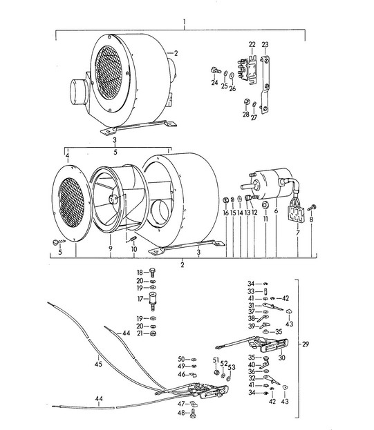 Radialgebläse / Zusatzgebläse zum nachträglichen Einbau (Modell: COUPE -REUTTER- CABRIO HARDTOP CARRERA GT) 356B / 356C 1960-65
