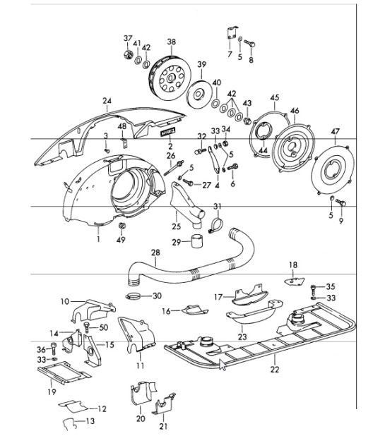 air cooling, air duct and engine cover for (S)(D) 912 1965-69