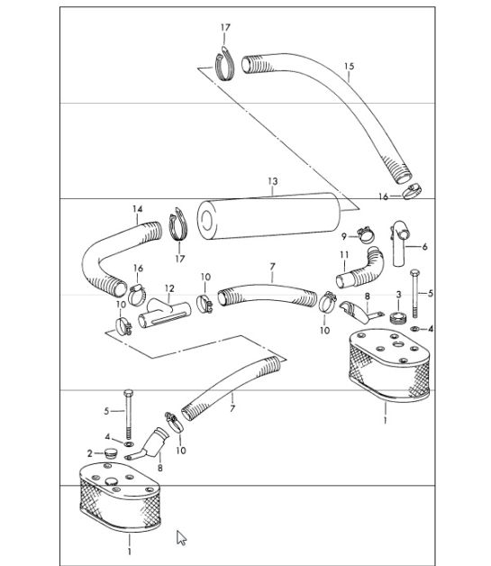 oil wetted air cleaner for cars with 5-speed transmission not for (I),(F) for (USA) M 075 0001 >>. 912 TARGA 1965-69