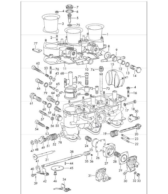 single parts carburettor - WEBER - for 911 /L/S/TU UPTO 1968 and 911 T 1969 ONWARDS