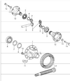 differential with chilled casting or die casting housing for 911 1969