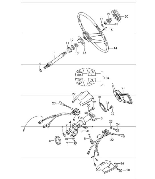 steering shaft, steering wheel, steering column switch for 911 1968