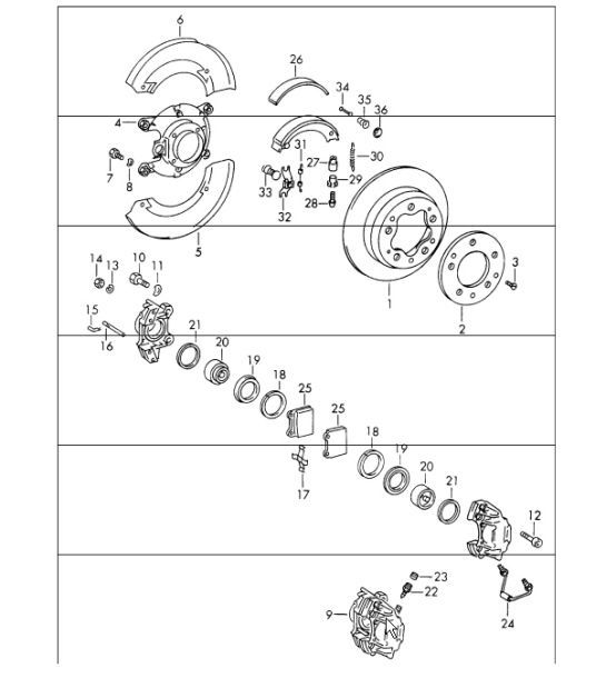 Diagram 603-00 Porsche 914 (1970-1976) Roues, Freins