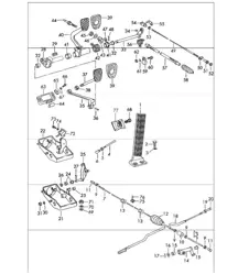 pedalen voor auto's met het stuur links met handgeschakelde versnellingsbak 911 1965-69