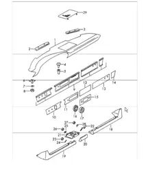 dashboard trim, ashtray, trim cover  911 1969 onwards