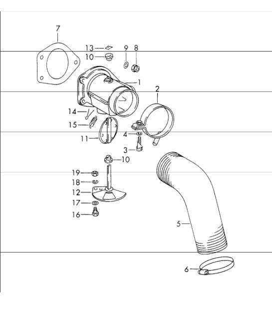 heating air supply  for  911 T/E/S 1970 ONWARDS and 911 T-V, CARRERA 2.7, 911 T-K 1972 ONWARDS
