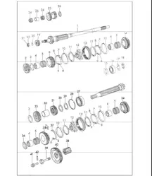 Gears and shafts 4-speed transmission for 911 E/S UPTO 1970 and 911 T UPTO 1971