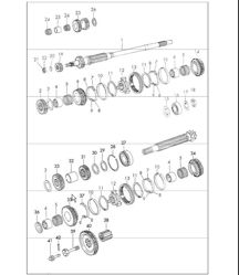 Gears and shafts 4-speed transmission for 911 E/S UPTO 1970 and 911 T UPTO 1971