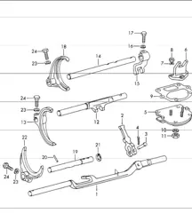Shift rods, shift forks 4-speed and 5-speed transmission 911 1972 onwards