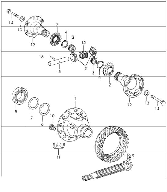 Differential für Schaltgetriebe TYP 915 und Sportomatik TYP 925 mit Anker 911 1970-73