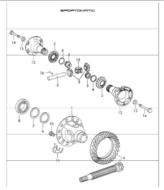 Différentiel pour sportomatic TYP 905, Modèle SPM 911 1970-73