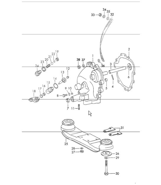 transmission cover, transmission suspension sportomatic TYP 905/21. for 911 T-V 1972 ONWARDS