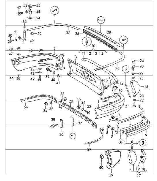 Diagram 802-05 Porsche Cayenne MK2 (957) 2007-2010 Carrosserie