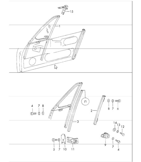 Door glass frame 911 1970-73 TARGA