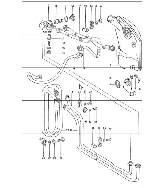 lubrification moteur, serpentin de radiateur 911 1974-77