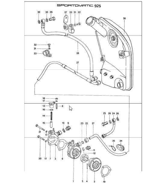 Oil supply for converter oil tank for SPM 911 1974-77