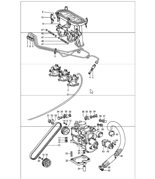 Mechanical injection right for Model 911/83 1974-77