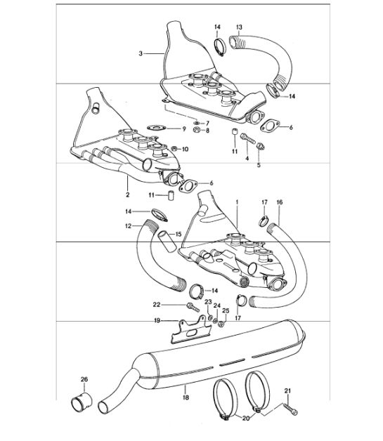 Exhaust system K-JETRONIC 911.83 Cars 1974 ONWARDS