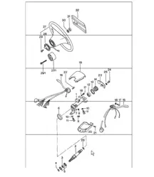 Steering wheel, Steering shaft bearing, Steering column switch 911 1974-77