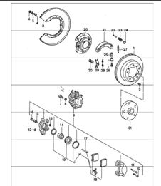 Disc Brake Rear, Handbrake 911 1974-77
