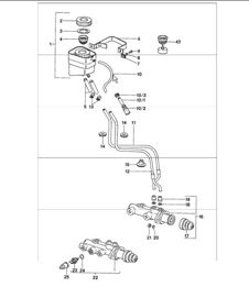 Brake master cylinder for cars without brake booster 911 1974-77