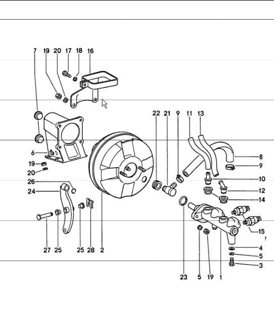 Brake master cylinder for cars with brake booster 911 1977 ONWARDS
