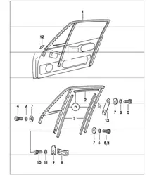 Door glass frame 911 1974-77  COUPE