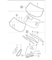 window glazing front rear 911 1974-77 COUPE