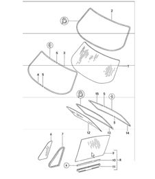 window glazing front rear 911 1974-77 COUPE
