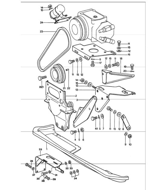 Condizionatore d'aria, montaggio del meccanismo di azionamento del compressore 911 1974-77