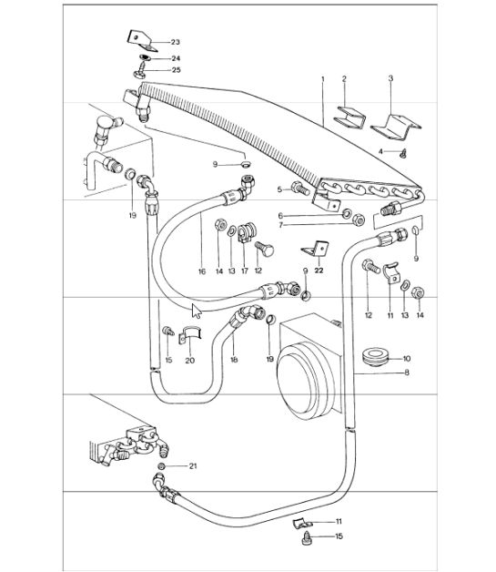 Air conditioner condenser lines rear 911 1974-77