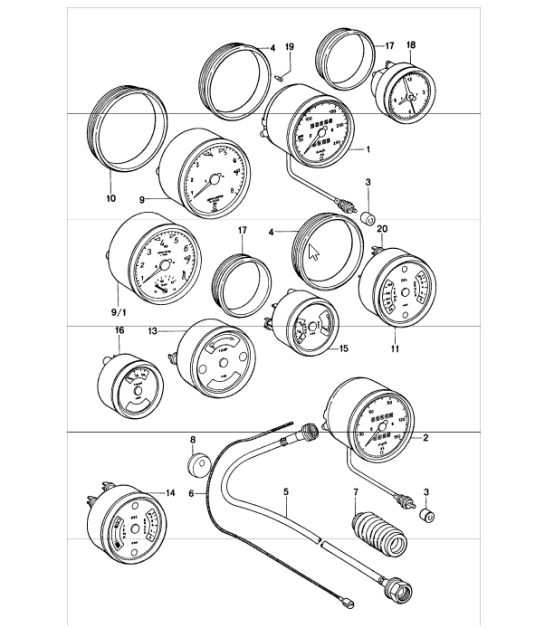 Instruments speedometer mechanical 911 1974-77