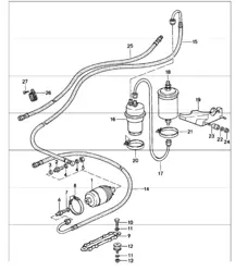 brandstofsysteem achter 911 TURBO 1978-83