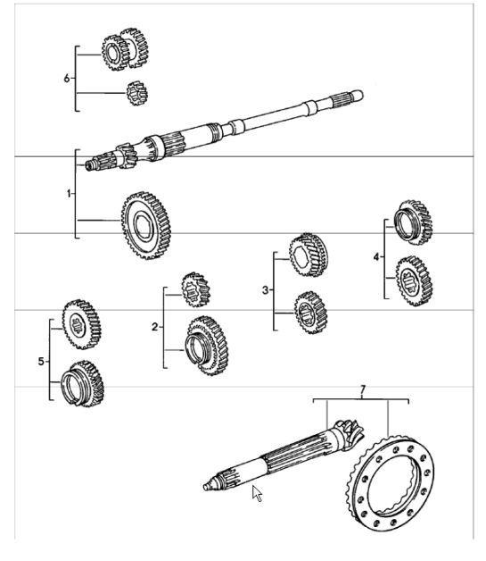 Diagram 303-10 Porsche 356A 1955-59 Transmission