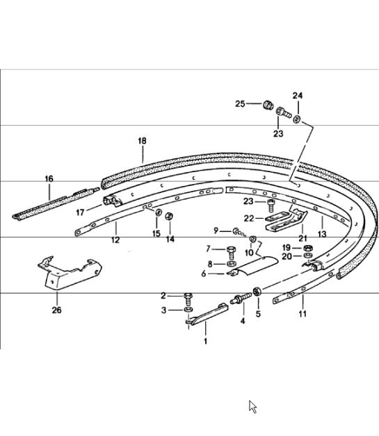 convertible top, clamp, single parts 911 1978-83