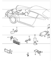 mazos de cables: sistema lavafaros, luz de advertencia, bomba de combustible 911 1978-83