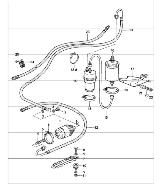Sistema di alimentazione posteriore 911 TURBO 1984-86