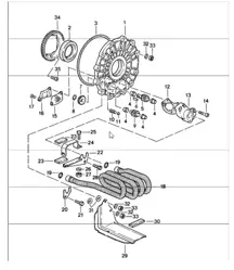 Oliepomp en oliekoeling voor transmissie 911 CARRERA 1984-86