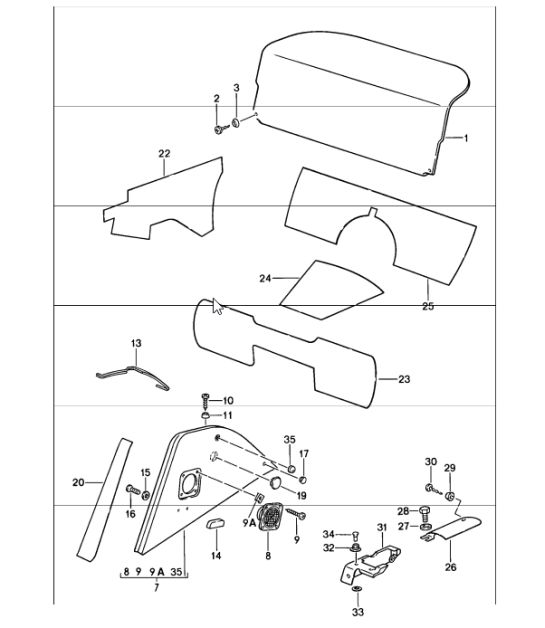 equipaggiamento interno posteriore 911 1984-86 CABRIO