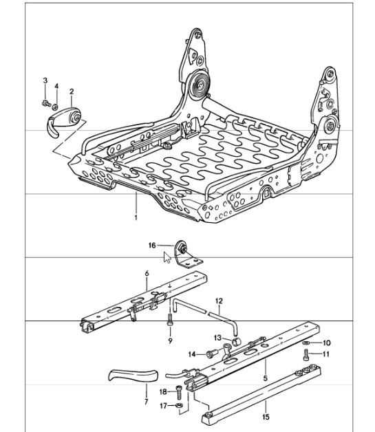 stoelframe handmatig verstelbaar 911 CARRERA vanaf 1985
