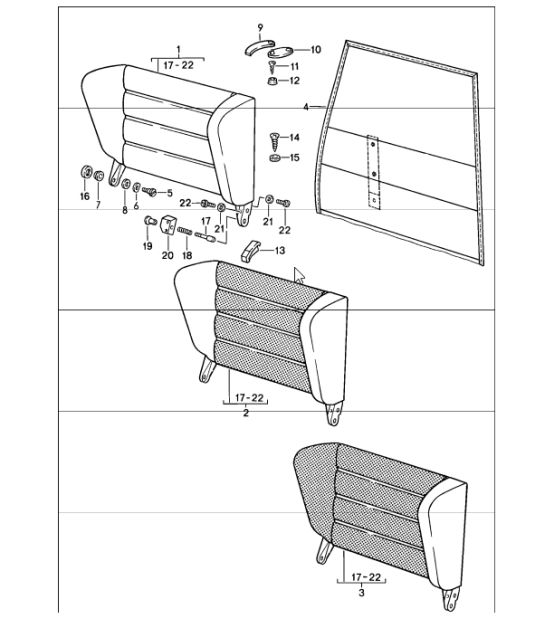 back seat backrest (for cars with POS. 9 - 13 it is necessary to rework) 911 1984-86 COUPE / TARGA
